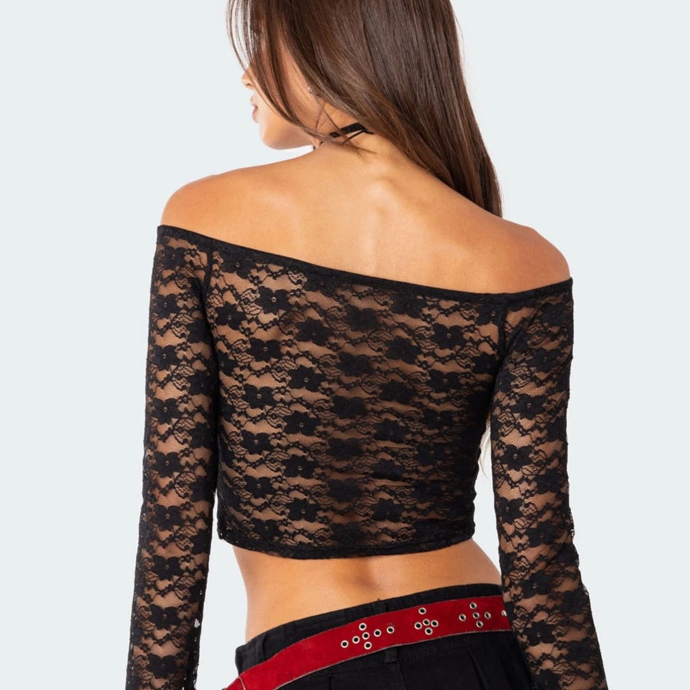 Edikted lace bell sleeve off shoulder top NWT - Picture 2 of 4